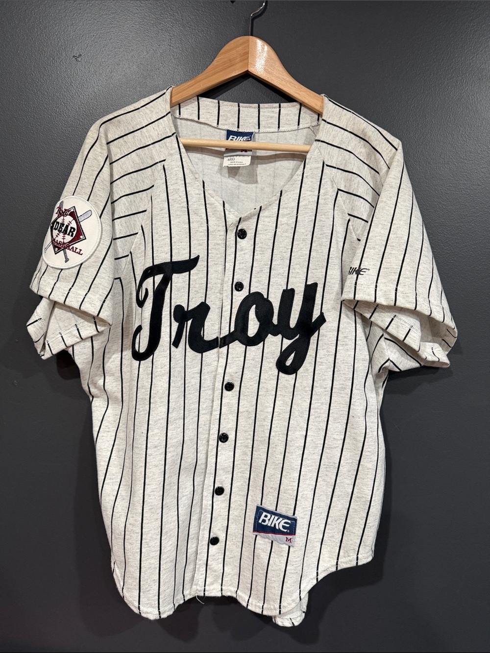 Troy University Vintage Pinstripe Baseball Jersey Medium M